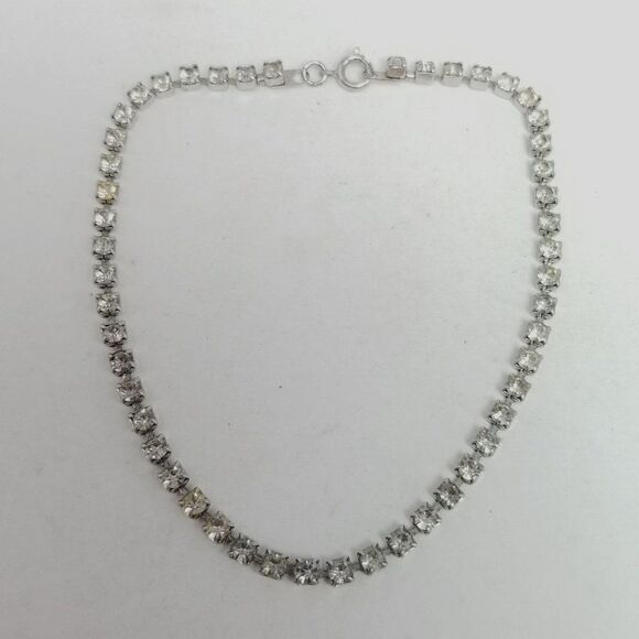 Vintage Rhinestone Bracelet or Anklet, Summer Sparkle, Ankle, Silver Tone - Picture 5 of 6